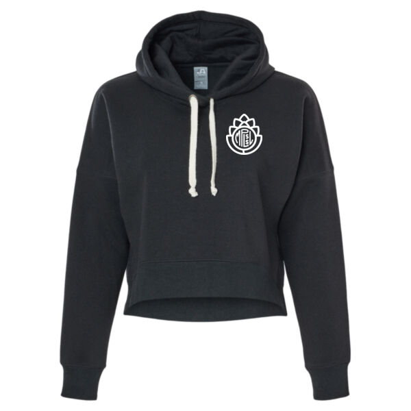 J. America - Women's Crop Hooded Sweatshirt - Printed Logo Thumbnail