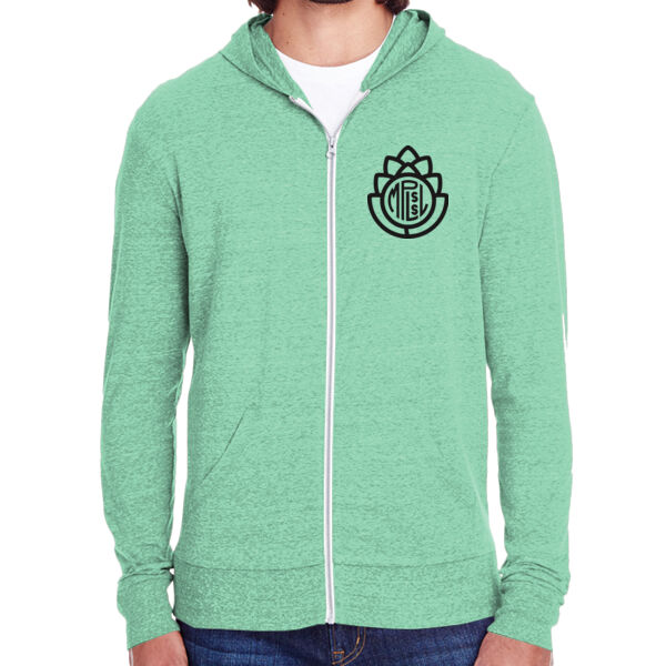 Threadfast Apparel - Unisex Triblend Full-Zip Lightweight Hooded Sweatshirt - Printed Logos Thumbnail